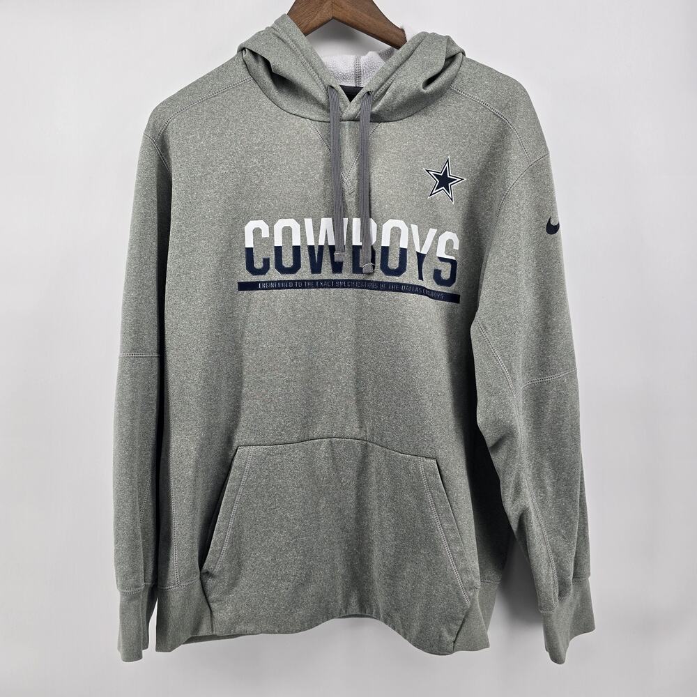 Nike Dallas Cowboys Hoodie Mens‎ Large Gray Navy Sweatshirt Training NFL